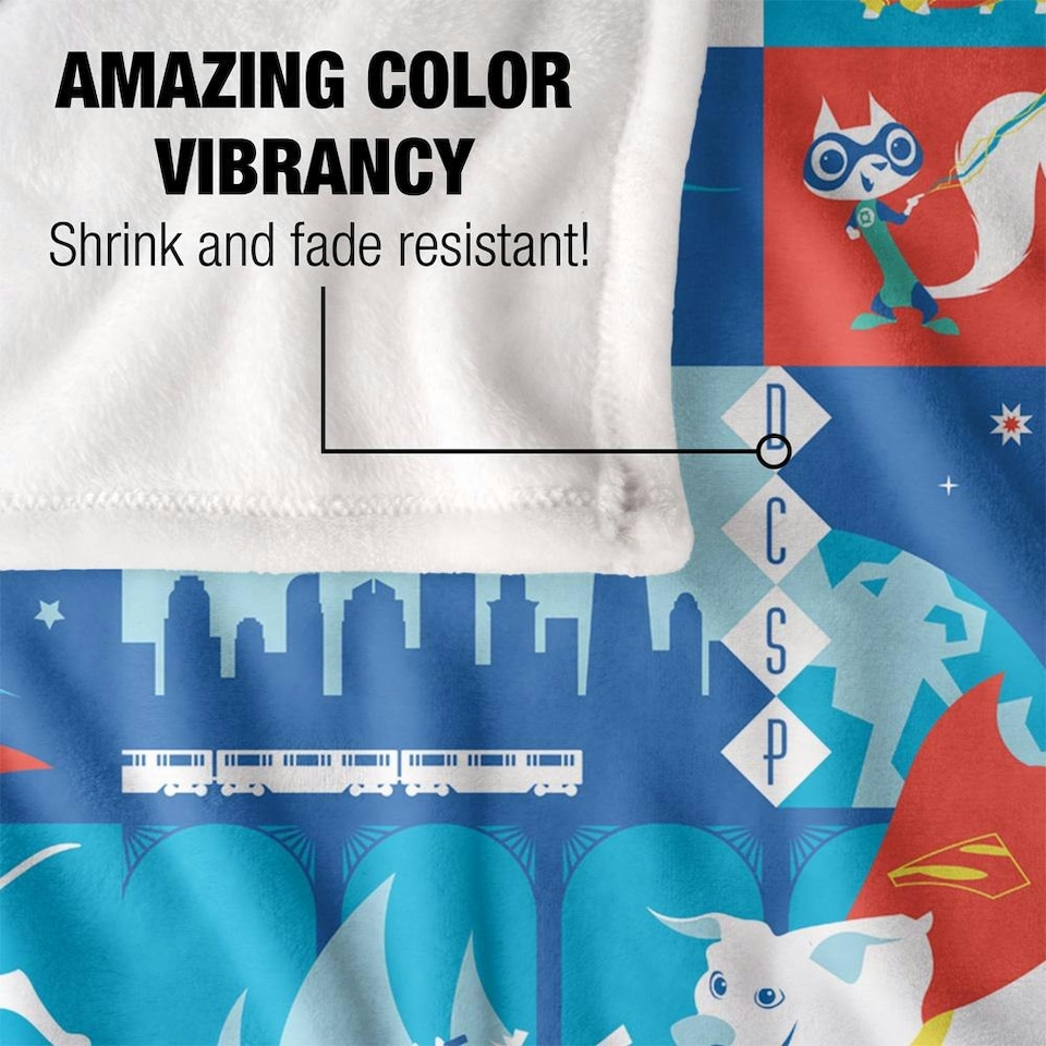 image 1 of DC Comics League Of Super Pets Character Collage Blanket - Multicoloured - One Size