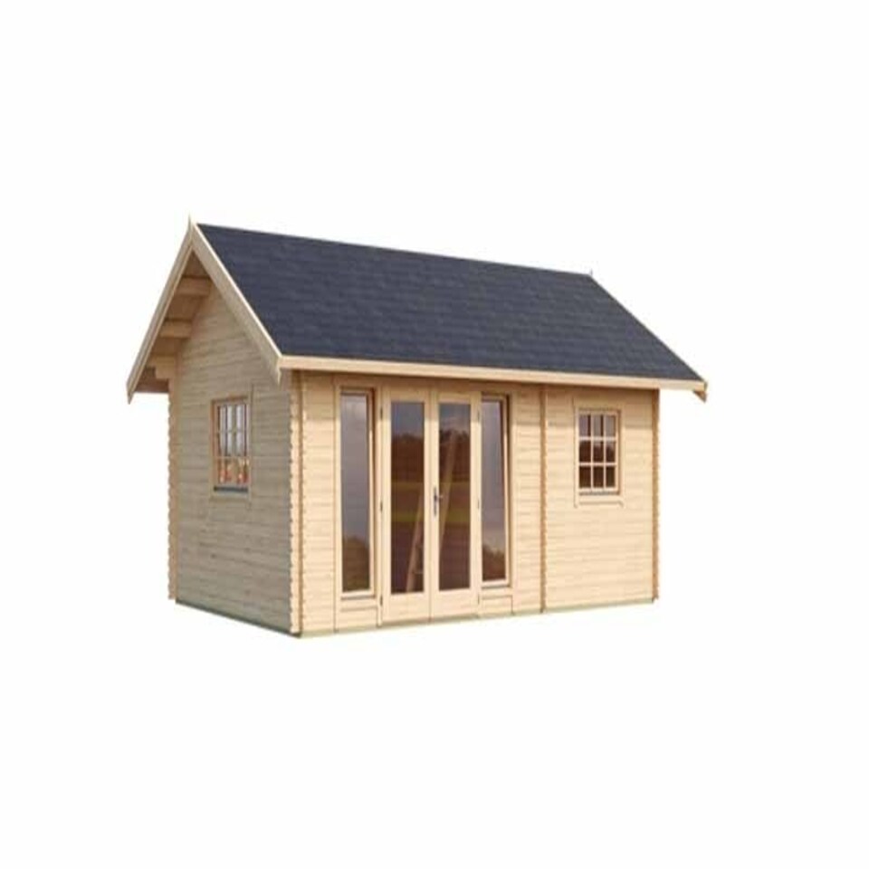image 1 of Caroline 2 + Window set 1-Log Cabin, Wooden Garden Room, Timber Summerhouse, Home Office - L675 x W489.9 x H330.6 cm Brown