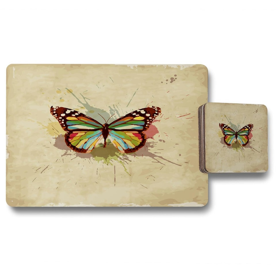 image 1 of Butterfly & Paint Splats (Placemat & Coaster Set)