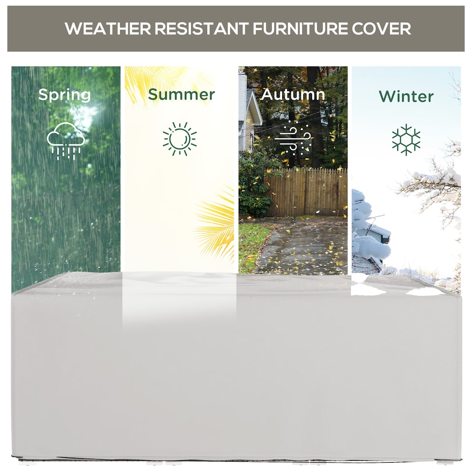 image 1 of Outsunny 210x140x80cm UV Rain Protective Cover for Garden Rattan Furniture Grey | Grey | Grey