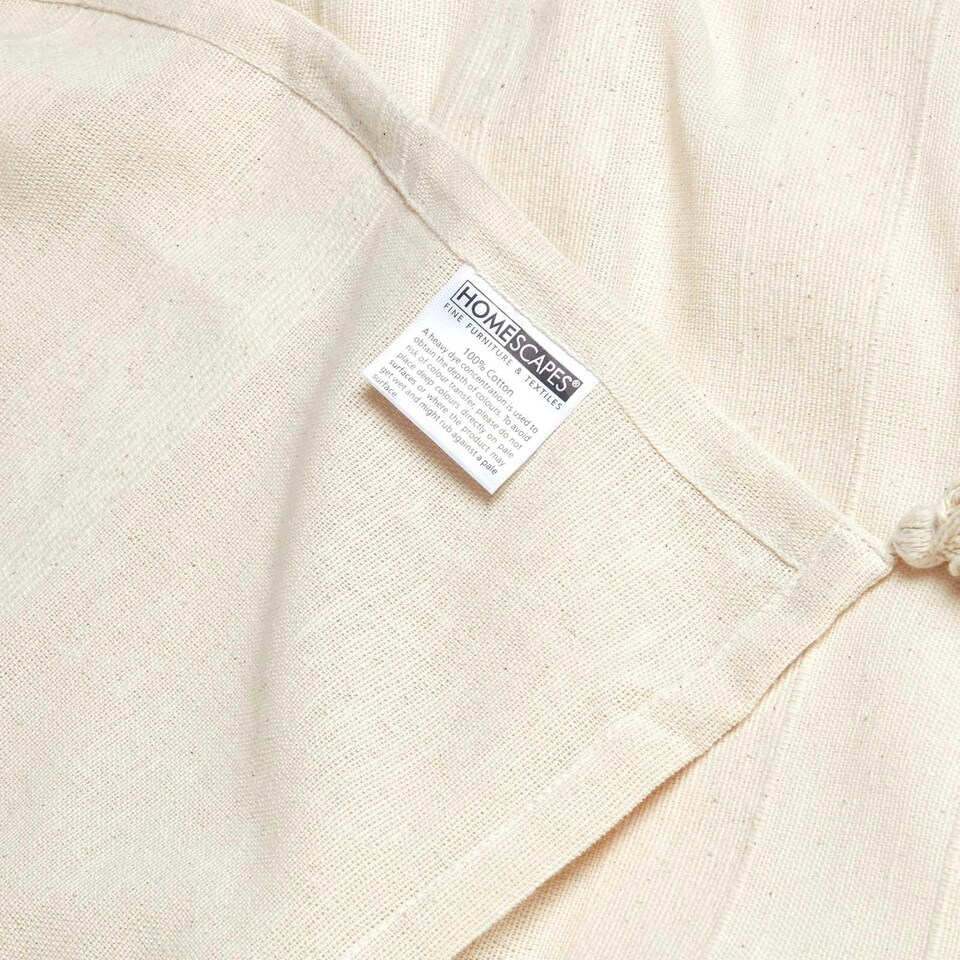image 1 of Homescapes Cotton Rajput Ribbed Natural Throw - 150 x 200 cm Cream