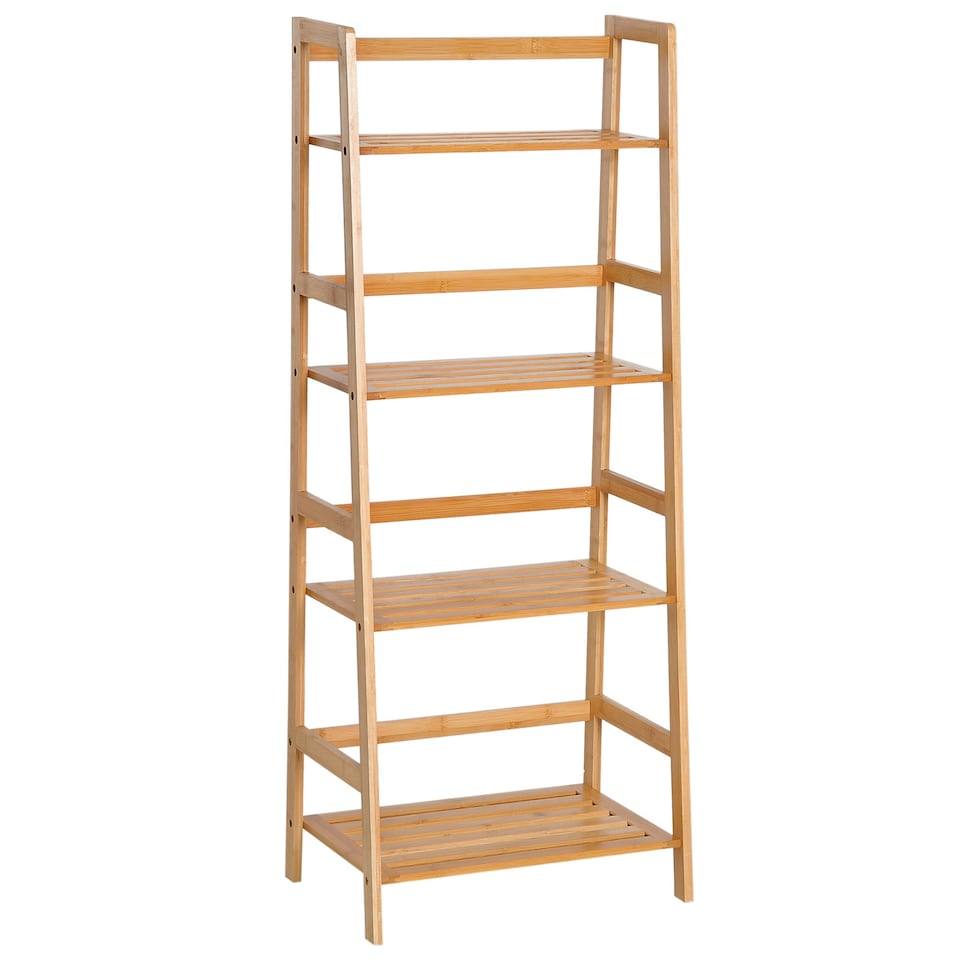 image 1 of HOMCOM 4-Tier Ladder Bookcase Utility Shelf DIY Plant Stand Holder