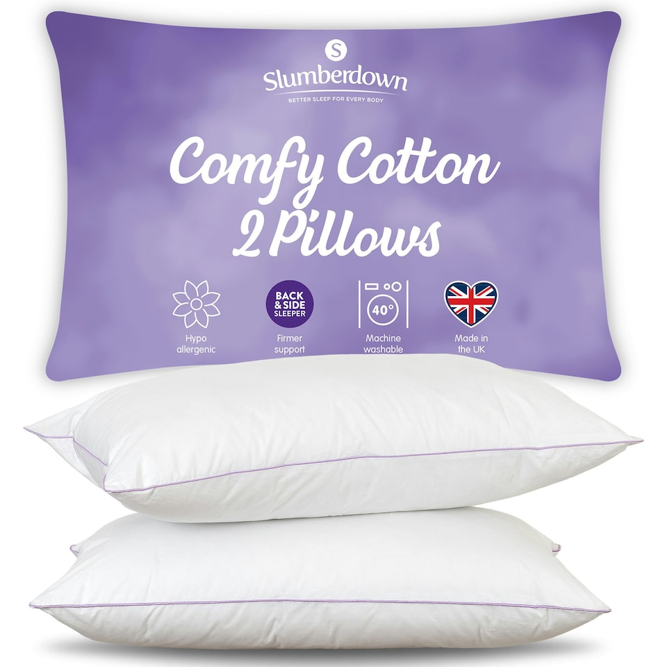 image 1 of Slumberdown Comfy Cotton Pillow, Firm Support, 2 Pack