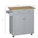 image 3 of HOMCOM Rolling Kitchen Island, Utility Serving Cart with Rubber Wood Top Grey