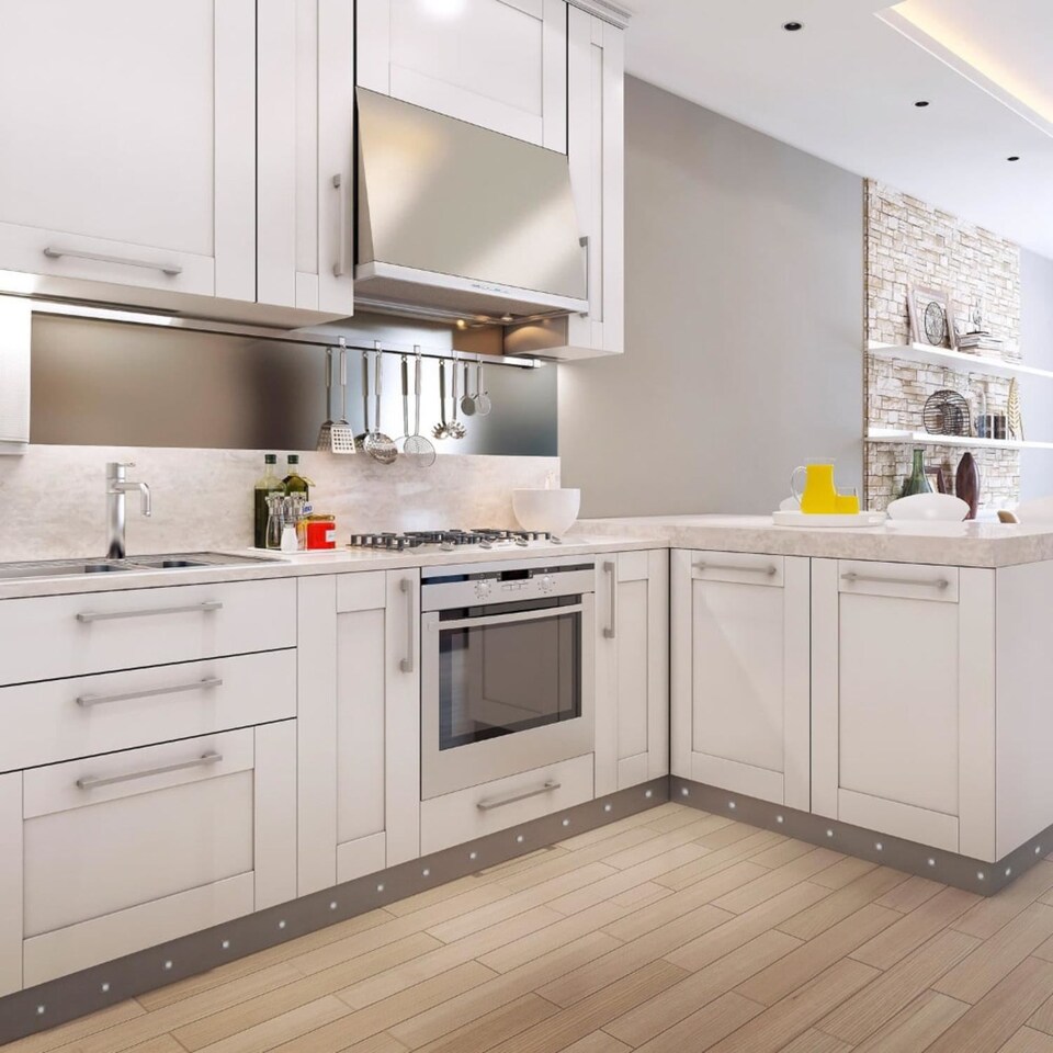 image 1 of Set of 20 - 30mm Stainless Steel IP67 Warm White LED Decking Kit | Chrome | Clear | 20