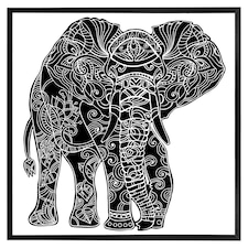 Elephant silhouette (Picture Frame) Black | L