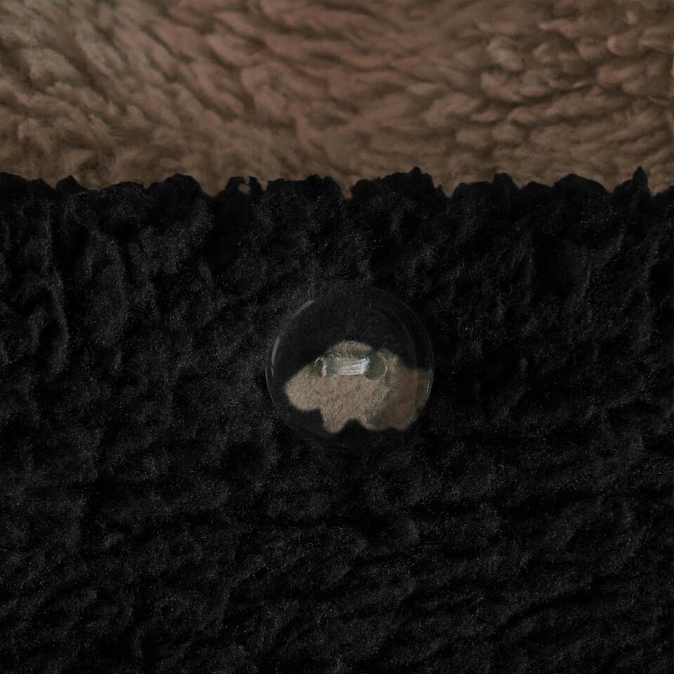 image 1 of OHS Luxury Teddy Fleece Reversible Duvet Cover and Pillowcase Bedding Set Multi | Black/Natural | Single