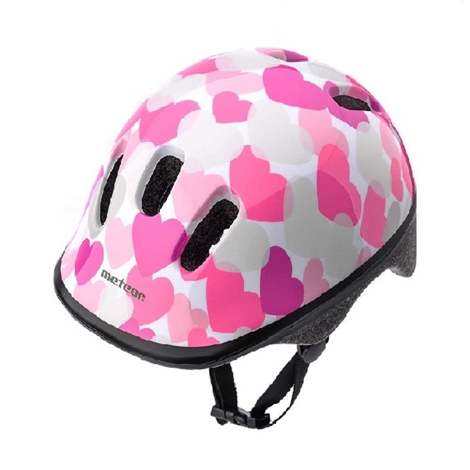 image 1 of Helmet for Kids Toddlers – Lightweight Adjustable Bike Helmet for Boys & Girls – Safety Crash Protection for Cycling, Scooter, Skateboard – KS06 Pink | Pink Hearts | XS