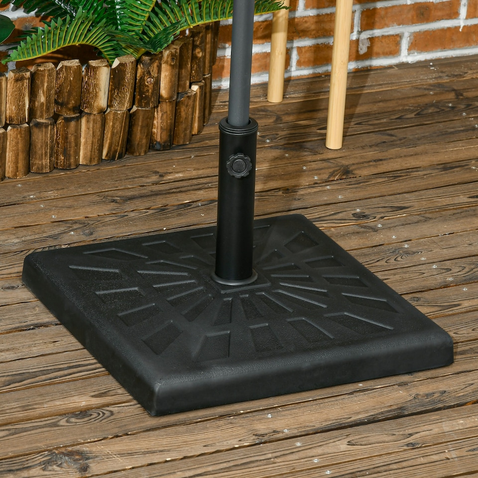 image 1 of Outsunny 19kg Square Resin Garden Parasol Base for Poles of 32mm, 38mm, 48mm