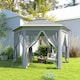 image 8 of Outsunny 3x4m Hexagon Gazebo w/ Mesh Curtains Outdoor Garden, Dark Grey