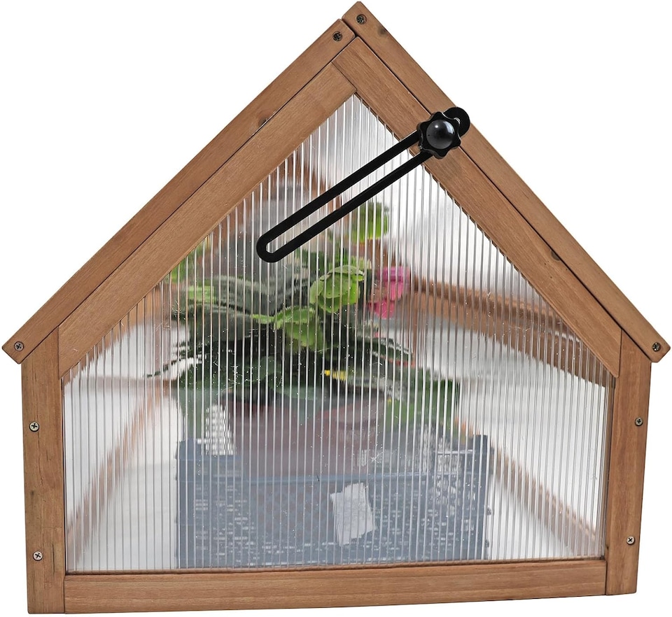 image 1 of Wooden Cold Frame Greenhouse Polycarbonate Grow House Garden Planter Shelter