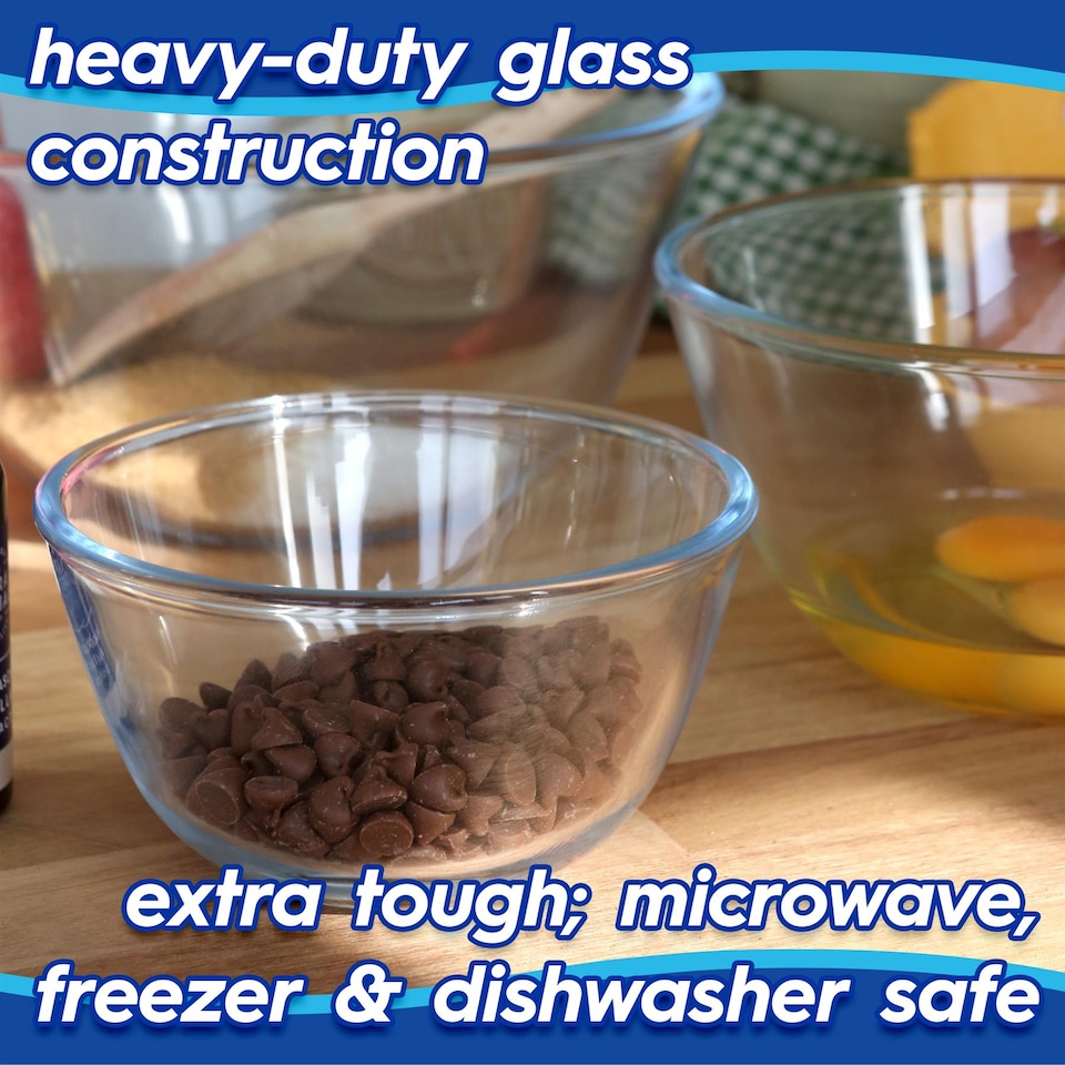 image 1 of Harbour Housewares Glass Mixing Bowl Set - 3 Sizes