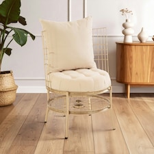 Distinctive Design Champagne Gold Finish Chair, Fabric Upholstered Arm Chair For Bedroom, Stylish Armchair Gold
