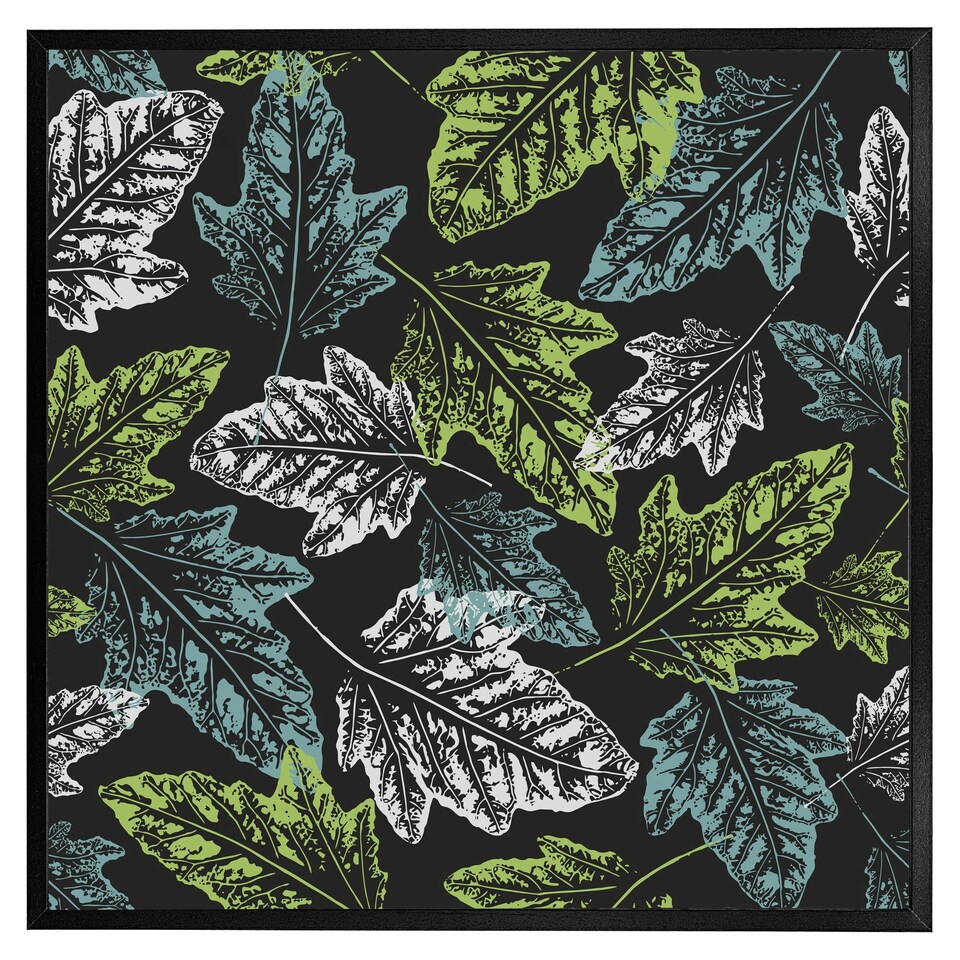 image 1 of Leaf print on dark bachground (Picture Frame) White | XS