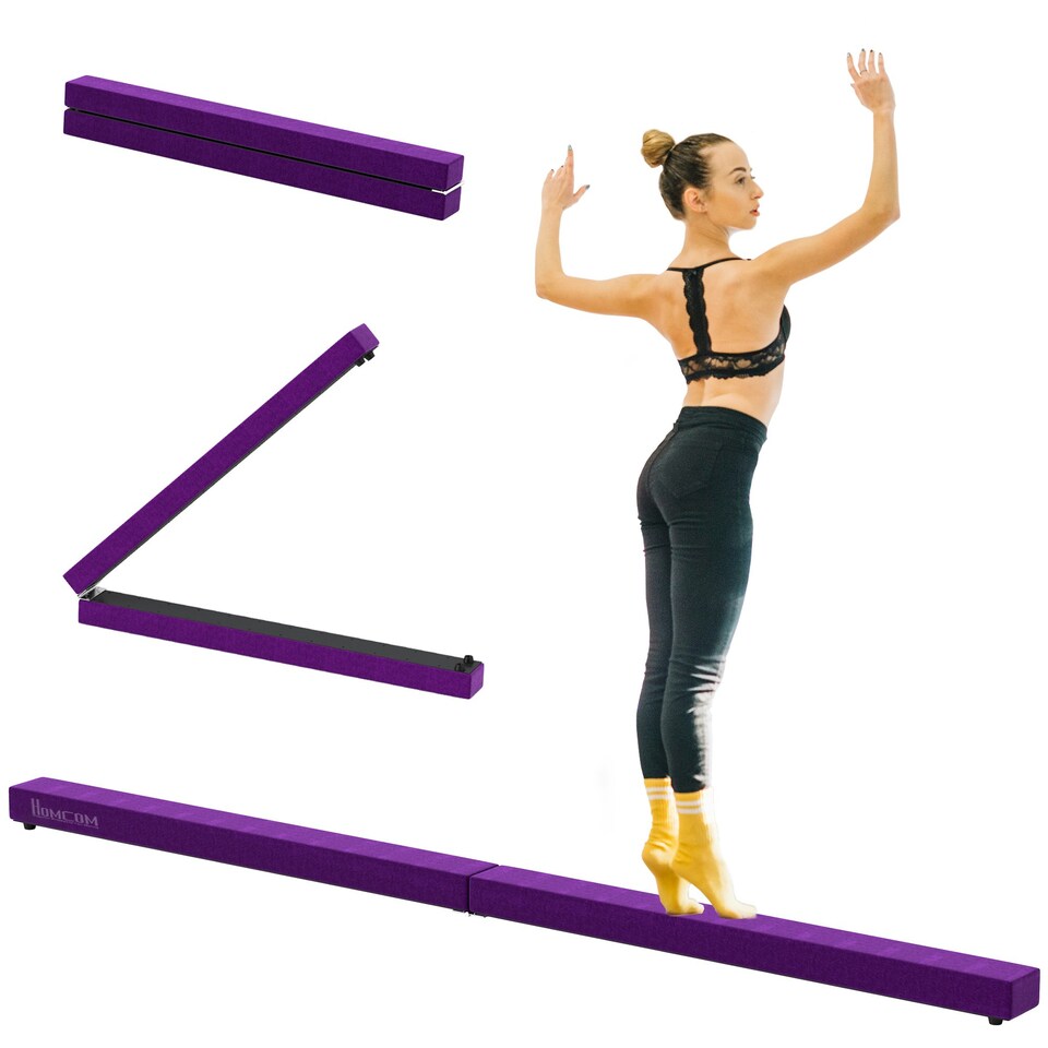 image 1 of HOMCOM 2.4M Folding Balance Beam, Purple