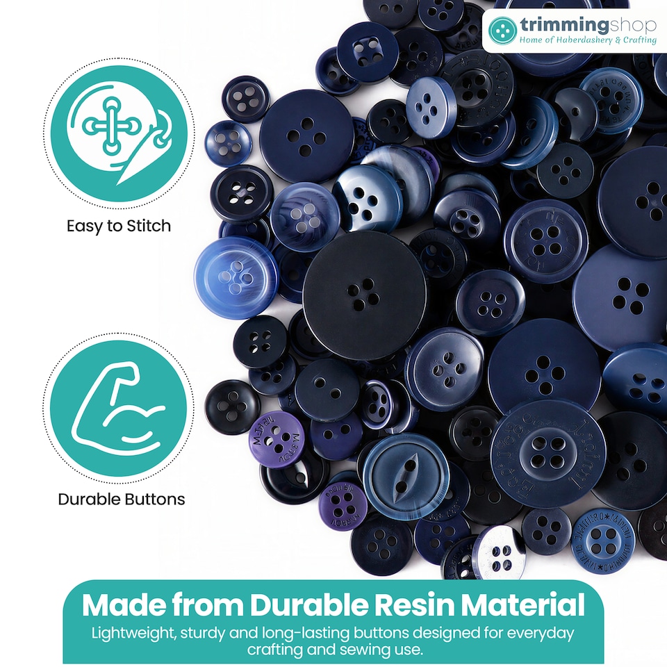 image 1 of 100g Round Resin Button, Assorted Sizes - 2 & 4 Holes