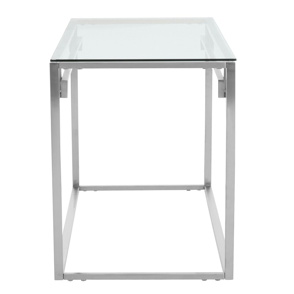 image 1 of Allure Tempered Glass Silver Finish Console Table Silver