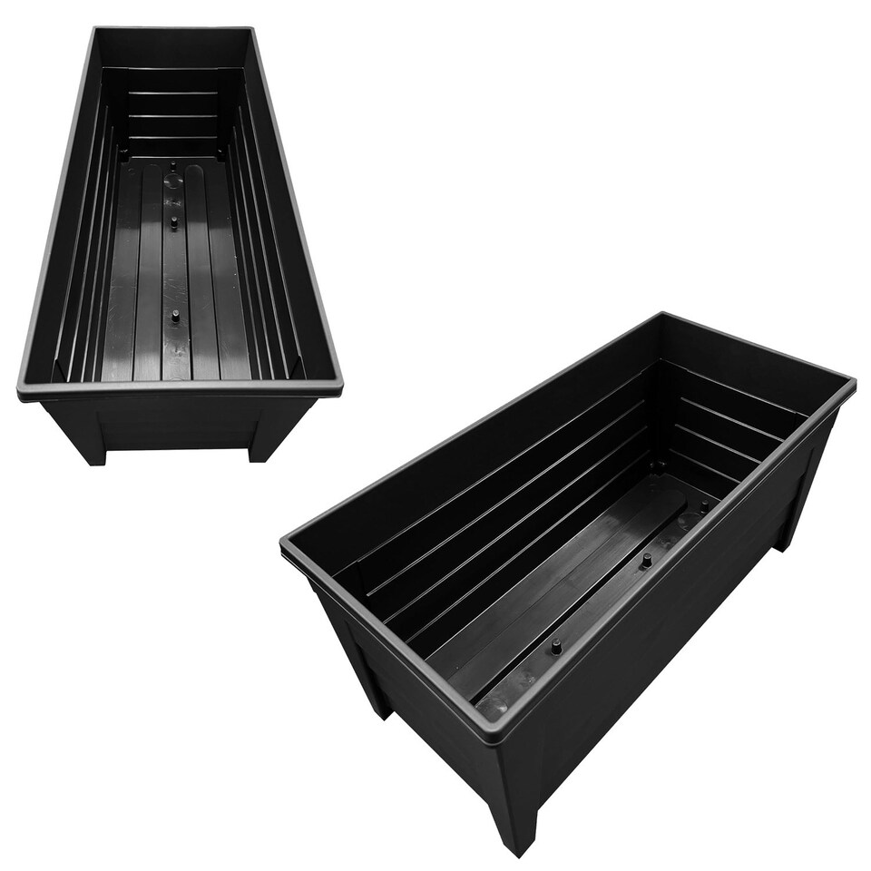 image 1 of 55cm Long 2 Black Grosvenor Troughs Flower Planters For Office, Home, Greenhouses, Decking & Patios Black