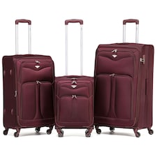 Flight Knight Lightweight 4 Wheel 800D Soft Case Suitcases Anti Crack Cabin & Hold Luggage Options 100 Airlines Approved - Including easyJet, BA & Many More! Red | Burgundy | Large