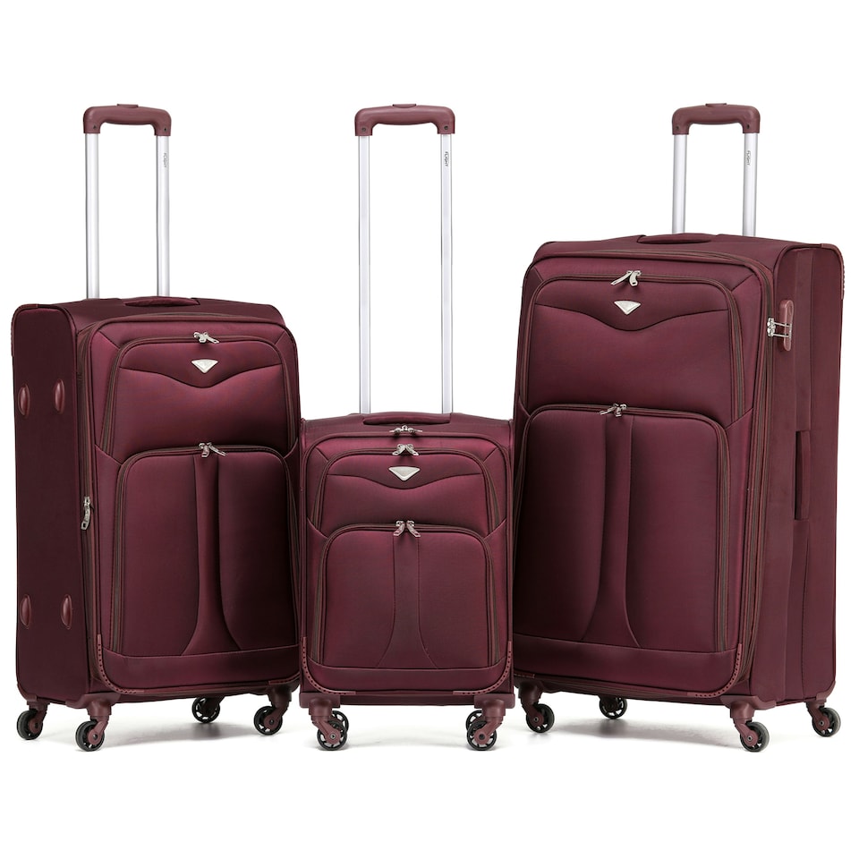 image 1 of Flight Knight Lightweight 4 Wheel 800D Soft Case Suitcases Anti Crack Cabin & Hold Luggage Options 100 Airlines Approved - Including easyJet, BA & Many More! Red | Burgundy | Large