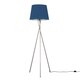 image 1 of ValueLights Camden Brushed Chrome Tripod Floor Lamp Navy Taper Shade | Blue