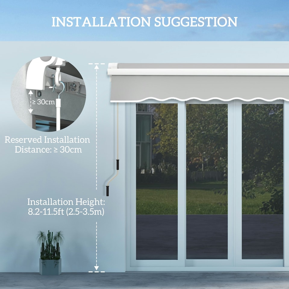 image 1 of Outsunny Garden Sun Shade Canopy Retractable Awning, 4 x 3(m), Grey 