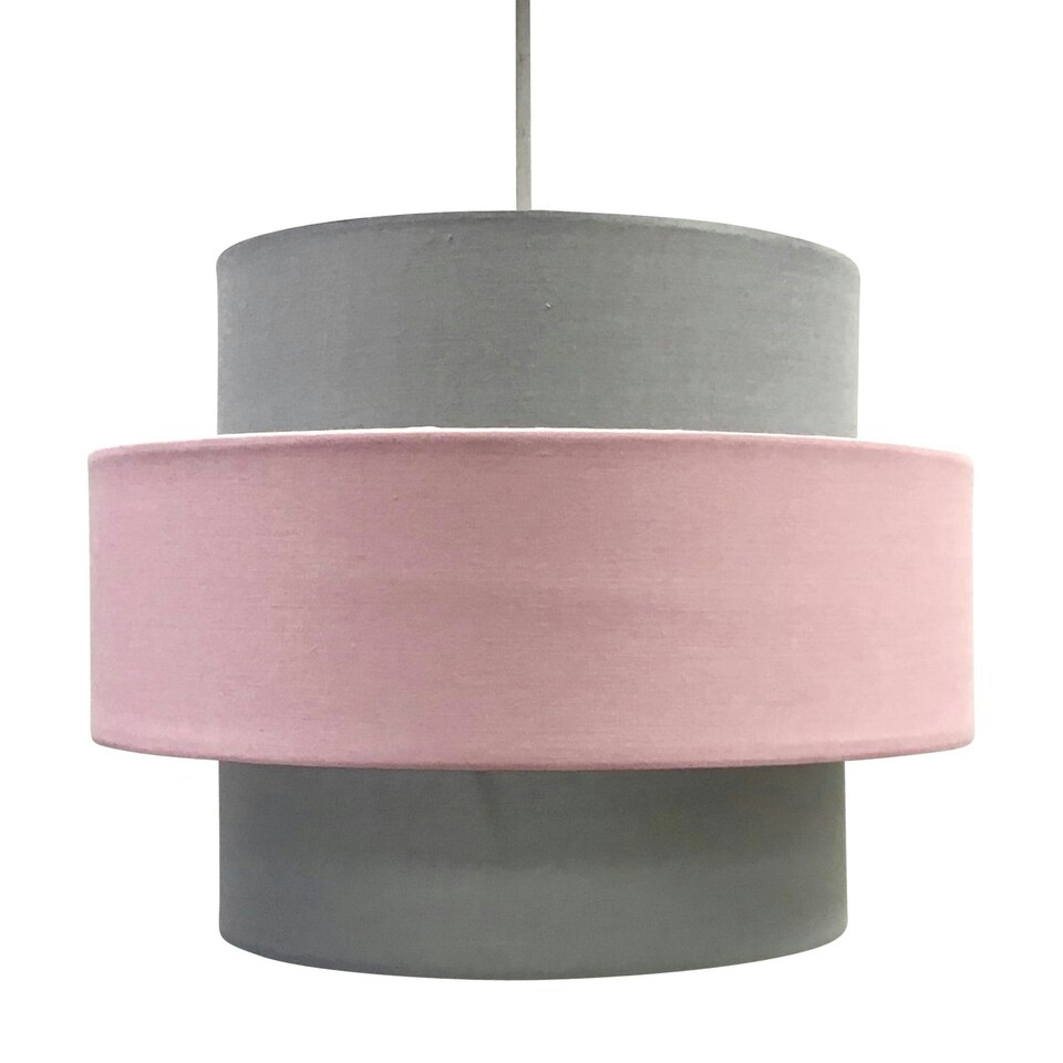 image 1 of Pair of Pink and Grey Two Tier Light Shades Grey | Pink