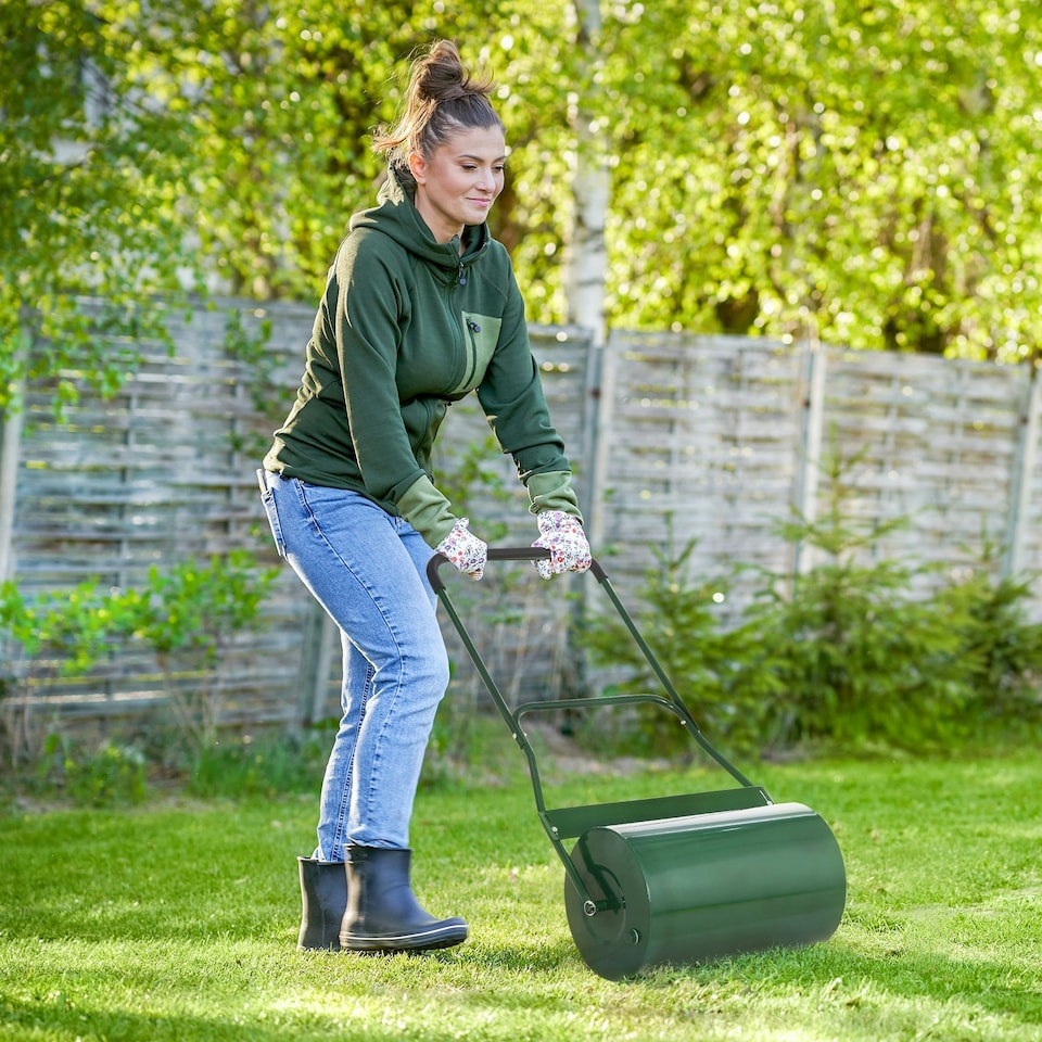 image 1 of Outsunny 40L Lawn Roller Grass Ground Garden Push / Tow Landscaping Erasing Sod