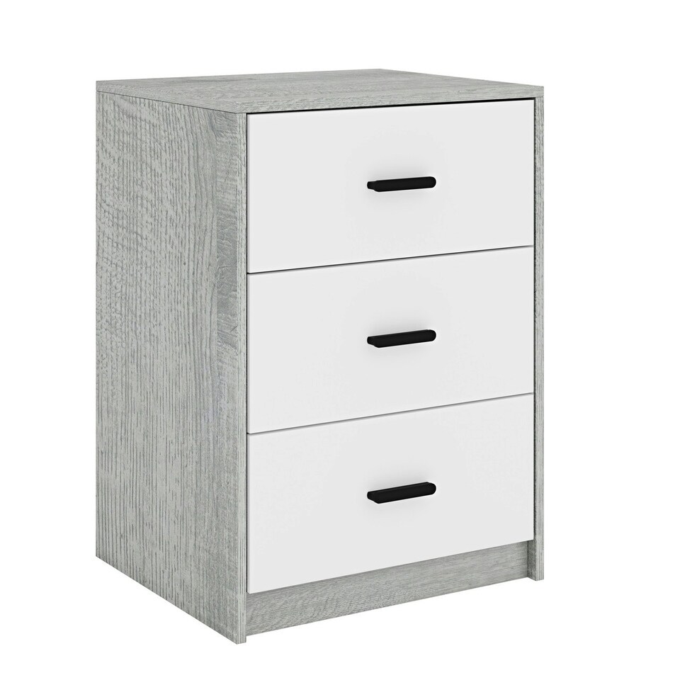 image 1 of Ash Grey 3-Drawer Bedside Table Grey | Colour: Ash Grey