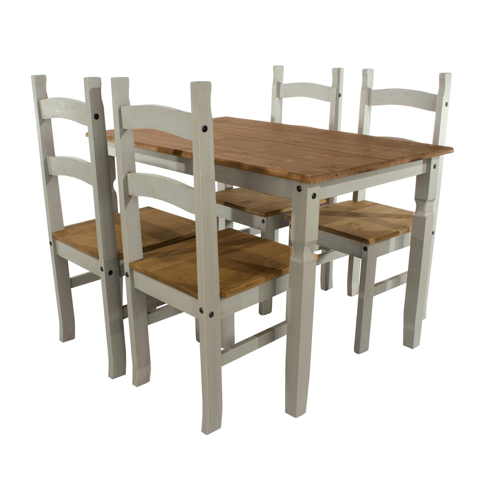 image 1 of Corona Grey, Rectangular Dining Table & 4 Chair Set Grey