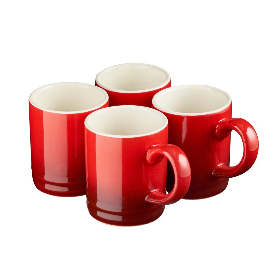 image 1 of Cooks Professional 4pc Espresso Cup Set - Stoneware Mini Mugs - 100ml | Red | Red