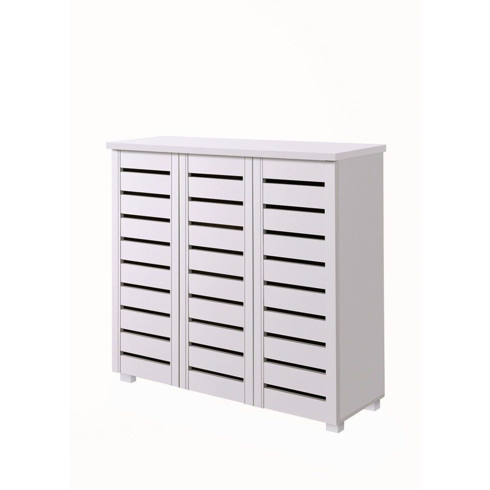 image 1 of Essentials 5 Tier Shoe Storage Cabinet 3 Door Cupboard Stand Rack Unit White