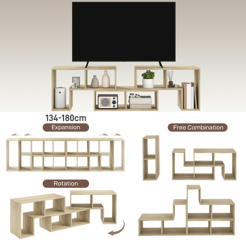 image 1 of HOMCOM TV Unit for TVs up to 75 Inches, Free Combination TV Stand, Grey