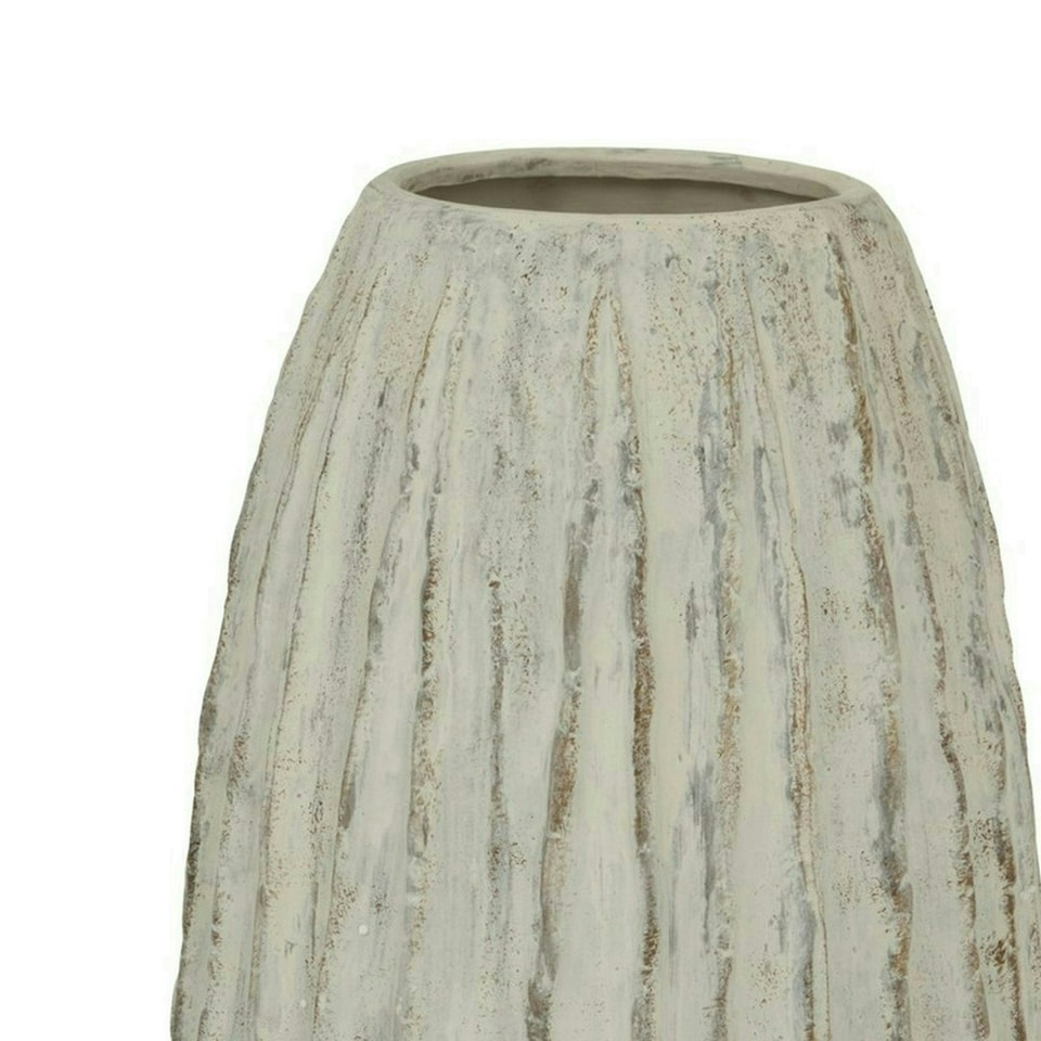 image 1 of Lorenzo Tall Fin Vase - Ceramic - L27 x W27 x H70 cm - White White