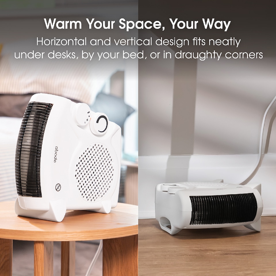image 1 of Abode AFH1001 Electric Heater White 2000W Cooling Fan Mode with 2 Heat Settings