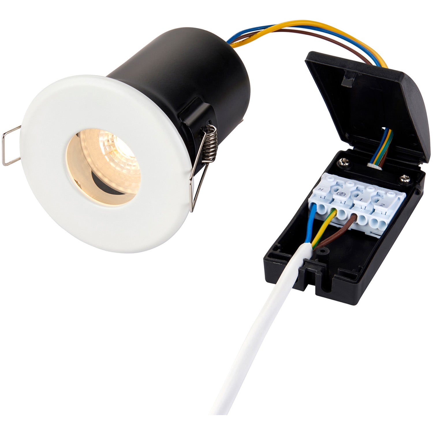 Loops Matt White Recessed Bathroom Downlight - 50W GU10 Reflector - IP65 Ceiling Light