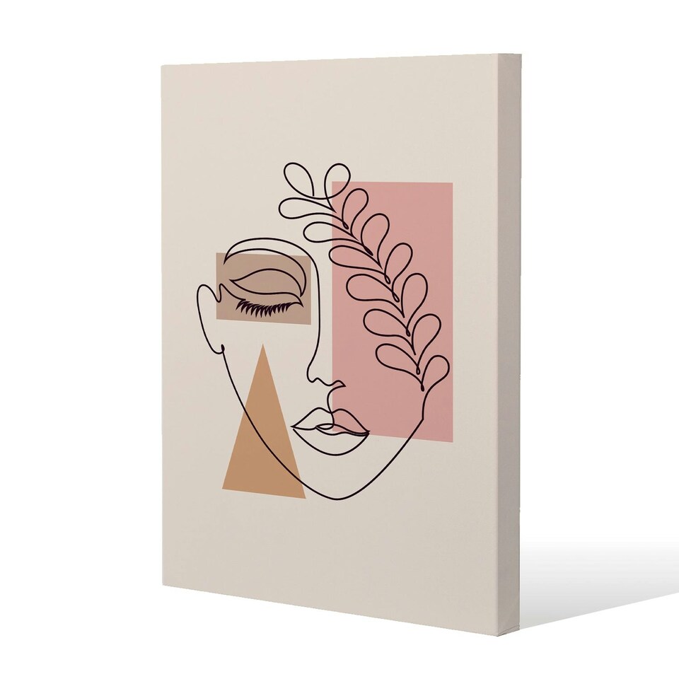 image 1 of minimal line drawing of womans face (Canvas Print) 77 x 51 x 4cm