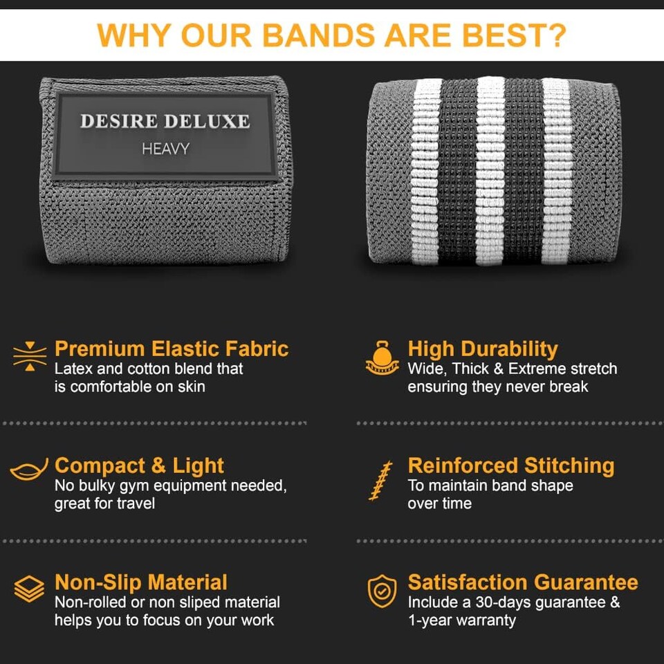 image 1 of Desire Deluxe Resistance Bands Set for Men and Women, Premium Exercise Pack of 3 Different Resistance Levels Loops Band for Home, Gym, Long Exercise Workout – Great Fitness Equipment for Training