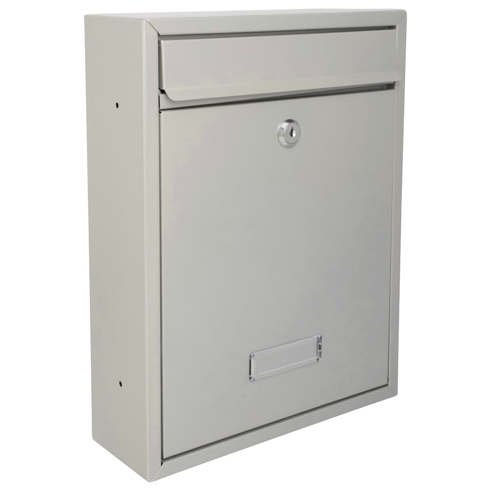 image 1 of Burg-Wachter Trent Wall Mounted Galvanised Steel Lockable Post Box - 26x34x9cm Silver