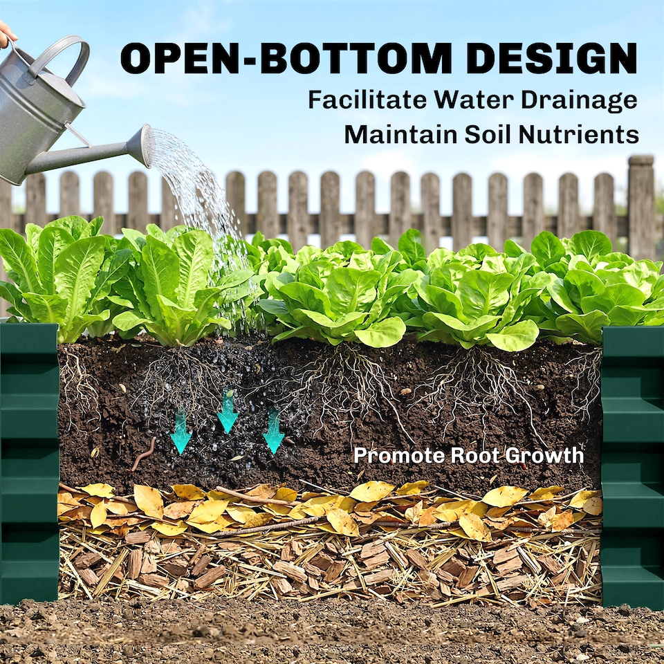 image 1 of Outsunny Raised Garden Bed Elevated Planter Box for Flowers Green