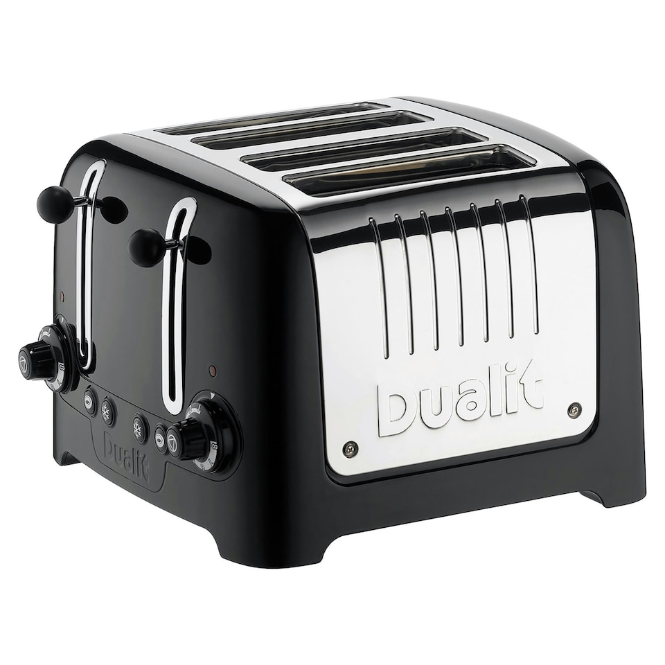 image 1 of Dualit 4 Slice Toaster & 1.5 Litre Kettle High Gloss LITE Breakfast Set, Black