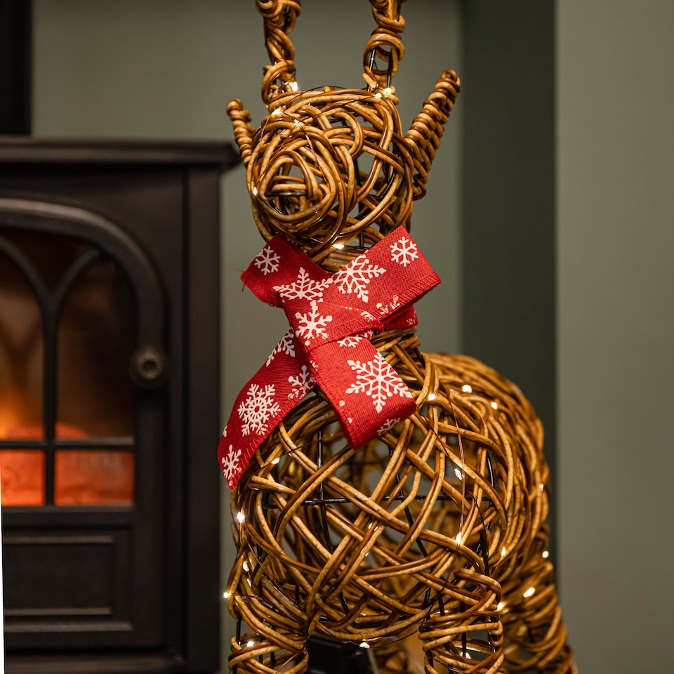 image 1 of 70cm Battery Operated Light up Brown Christmas Reindeer with 80 Warm White LEDs