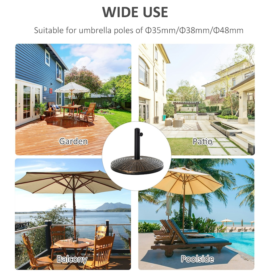 image 1 of Outsunny 25KG Patio Weighted Umbrella Base Parasol Holder Outdoor Stand