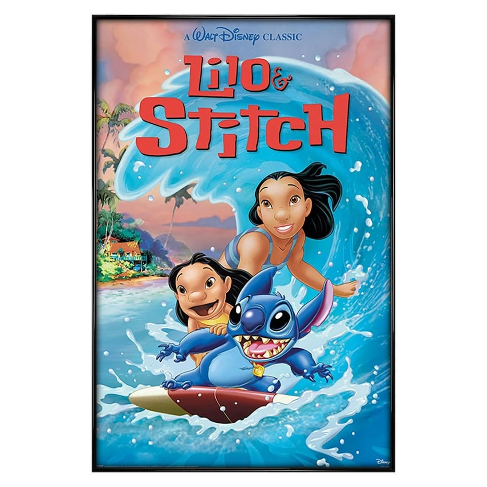 image 1 of Gloss Black Framed Lilo And Stitch (Wave Surf) Maxi Poster