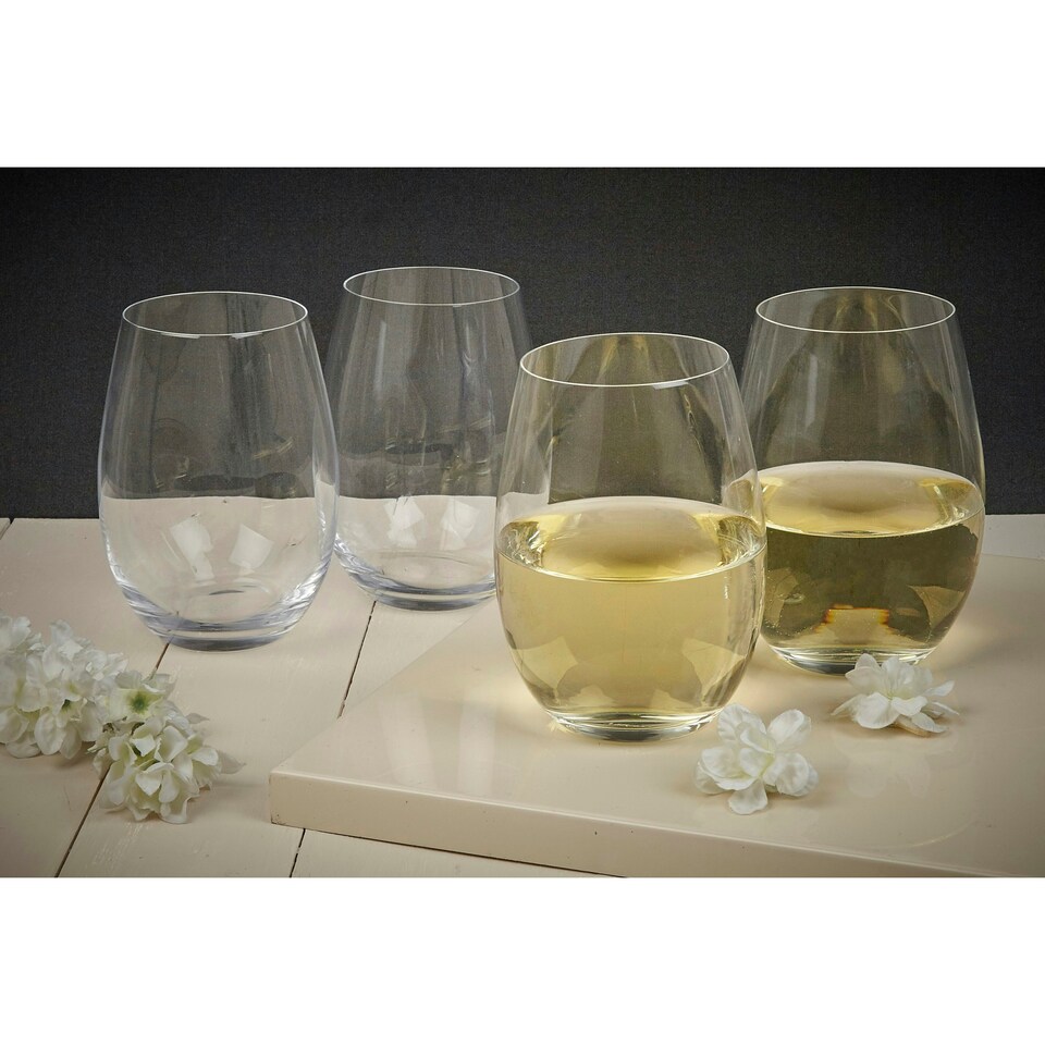 image 1 of Mikasa Wine Glass Set Clear Stemless Crystal 19.75oz Set of 4