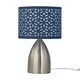 image 1 of First Choice Lighting Valentina Brushed Chrome Touch Lamp with Navy Blue Cut Out Shade Silver | Blue