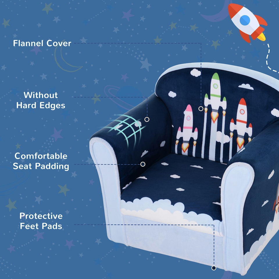 image 1 of HOMCOM Children Chair Armchair Single Sofa Seat Kids Furniture 18M+ 45kg 