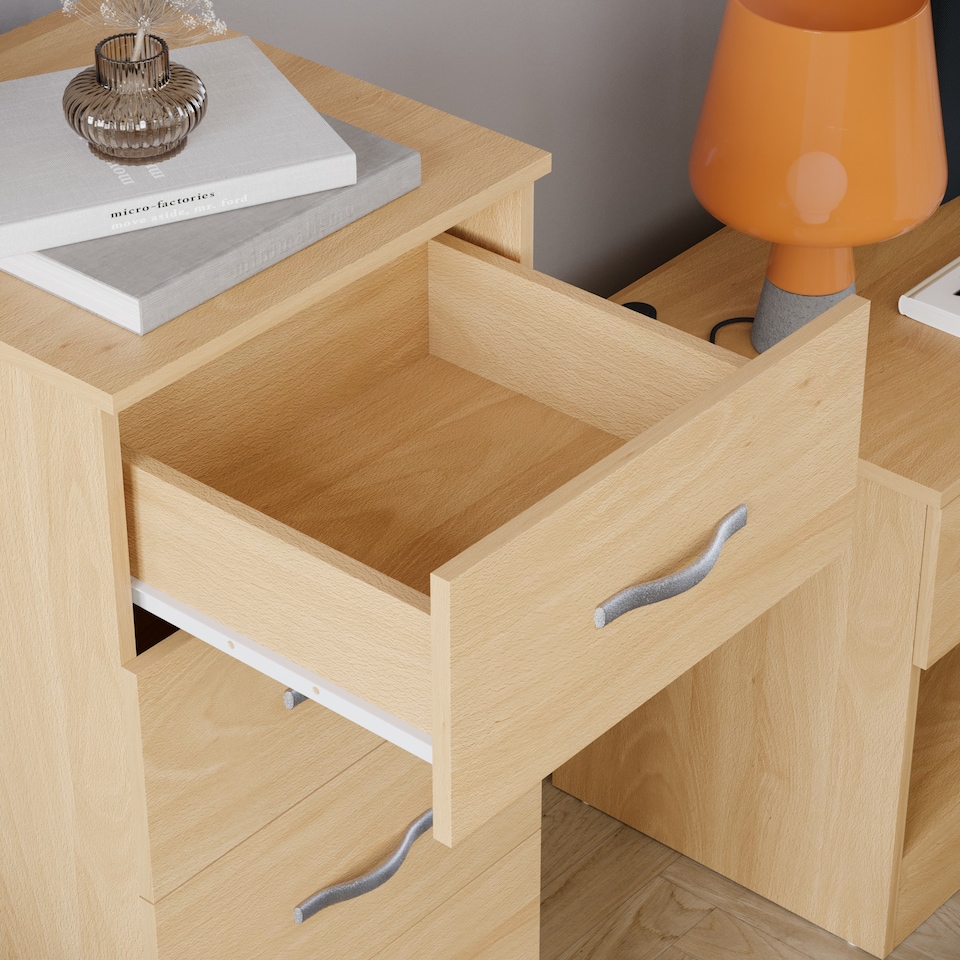 image 1 of Vida Designs Riano 5 Drawer Narrow Chest of Drawers Bedroom Storage, Pine