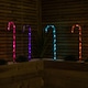 image 3 of 62cm Set of 4 Light up Christmas Candy Cane Garden Path Lights with 40 Rainbow LEDs