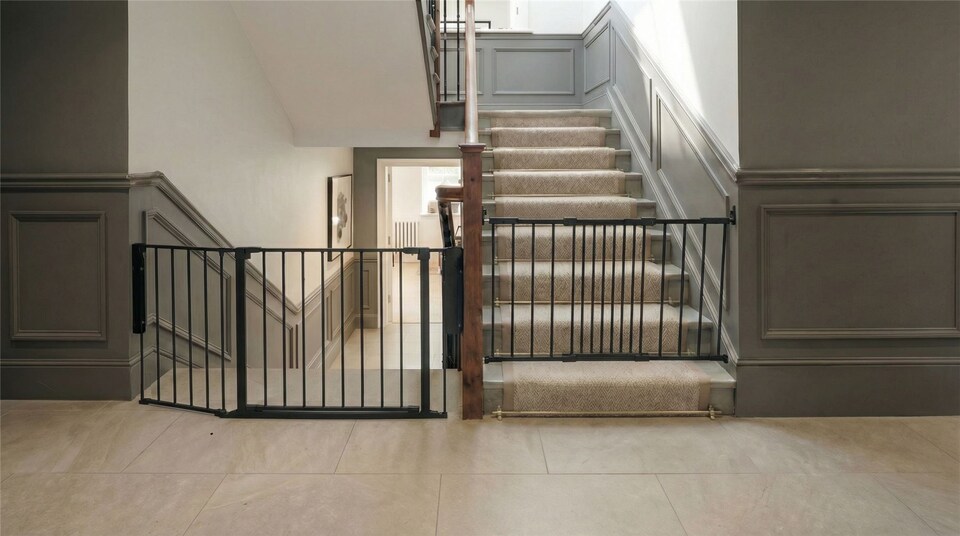 image 1 of Safetots Solution for Up and Down Staircases, Black, Multi Panels, up to 102cm, and, Screw Fit Gate, 67cm - 105.5cm